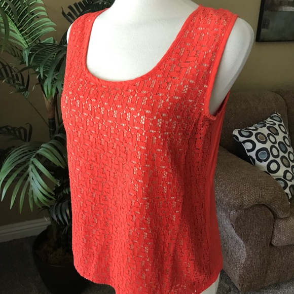 Ann Taylor orange sleeveless lined top - Picture 3 of 6
